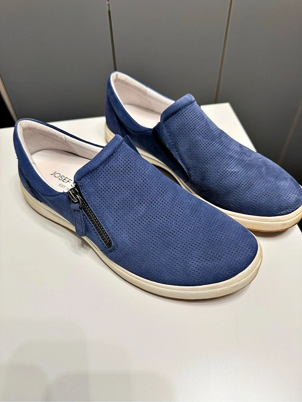 Josef Seibel Caren 22 Blue Leather Slip-On Shoes EU 40